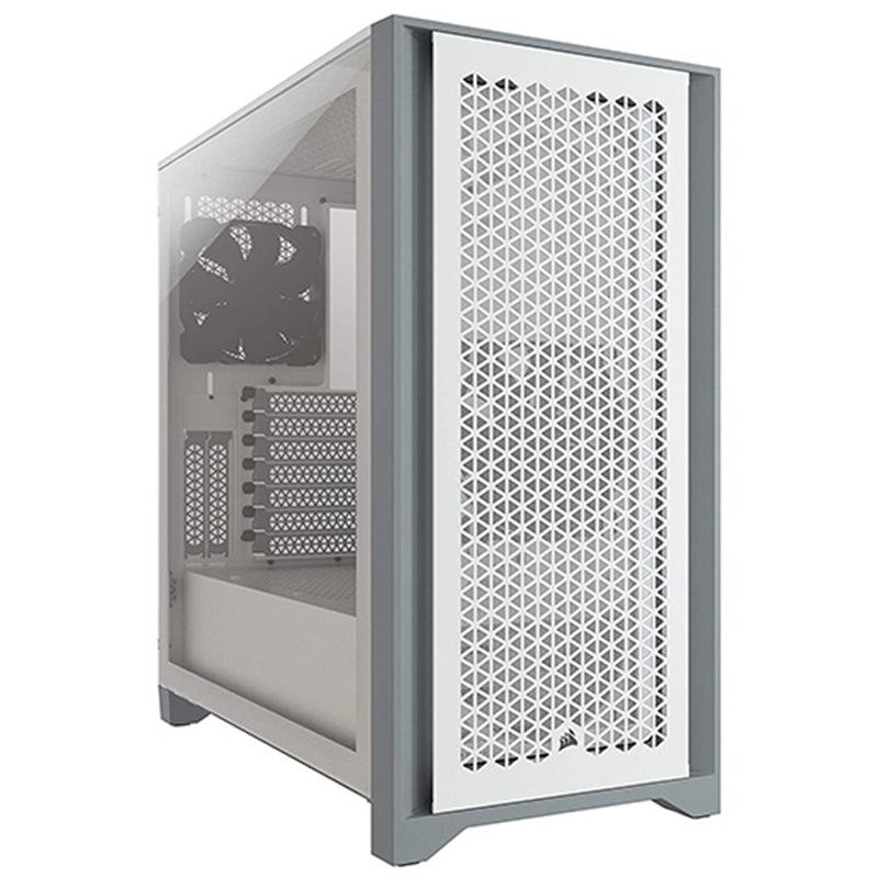 Corsair 4000D Airflow Mid Tower Steel Plastic Side Tempered Glass Panel Case with 3 RGB Fan - White