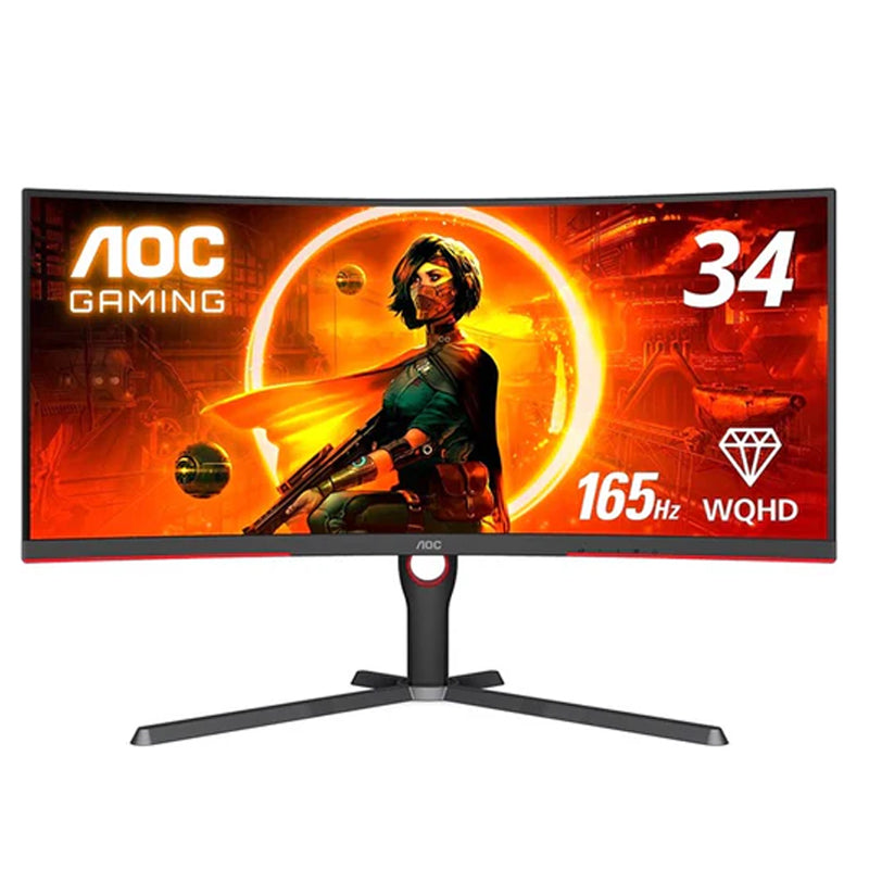 Curved Gaming Monitor, Adaptive Free Sync, Height Adjustment, Flicker-Free - Black/Red