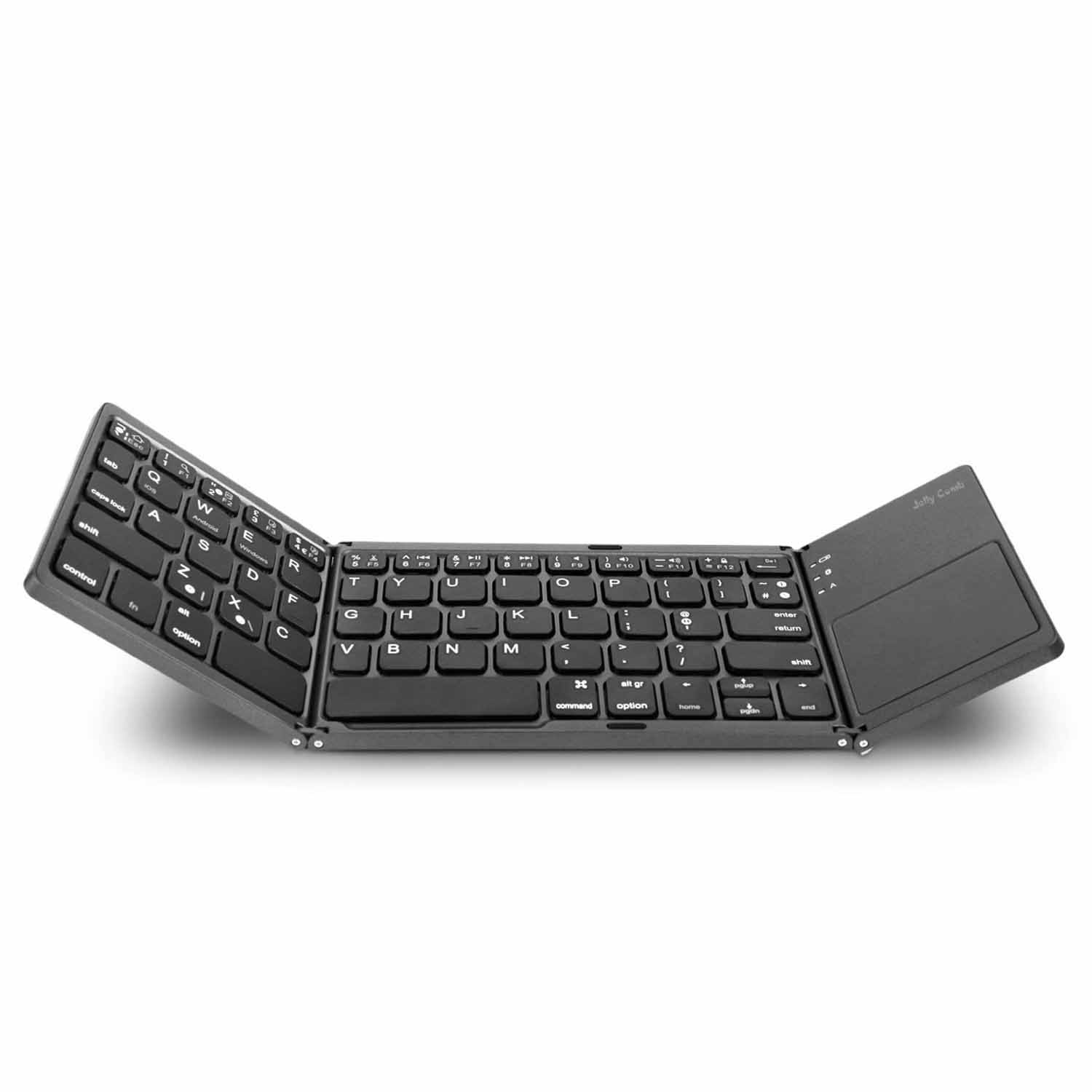 Rechargeable Foldable Bluetooth Mini Keyboard with Touchpad for Tablets, Smartphones, MacBook & Laptops (Arabic/English) - Dark Grey