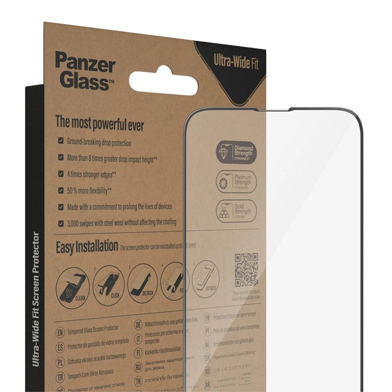 PanzerGlass Ultra Wide Fit Tempered Glass Screen Protector for iPhone 15 -  Clear