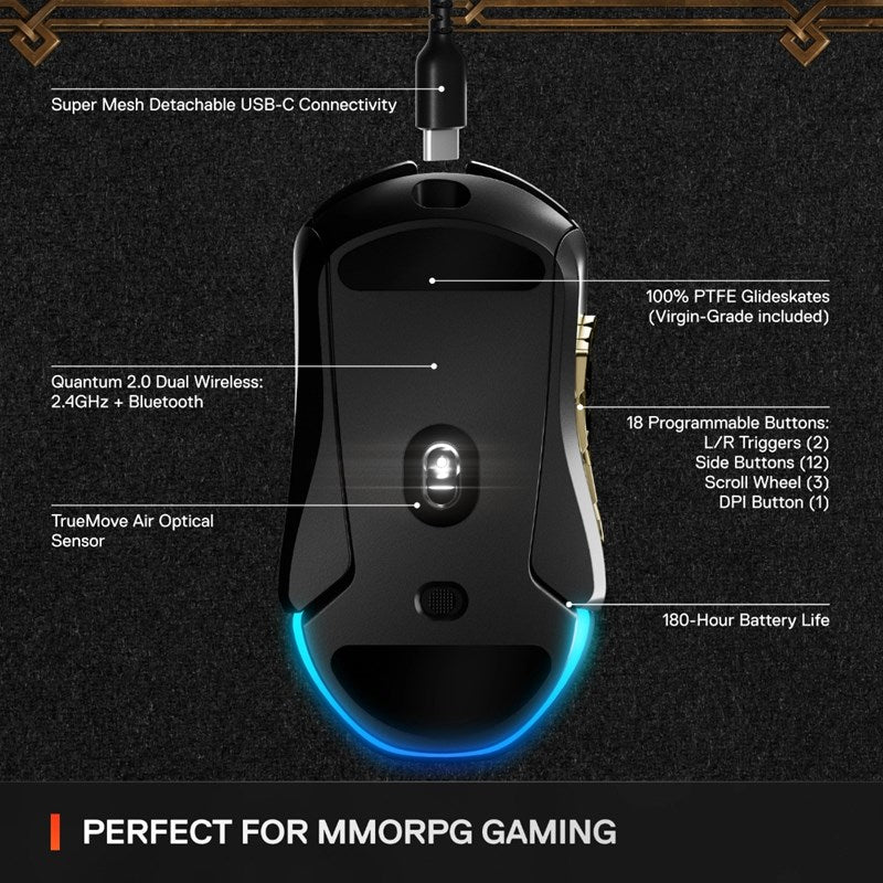 SteelSeries Aerox 9 Wireless RGB Gaming Mouse - World of Warcraft Edition