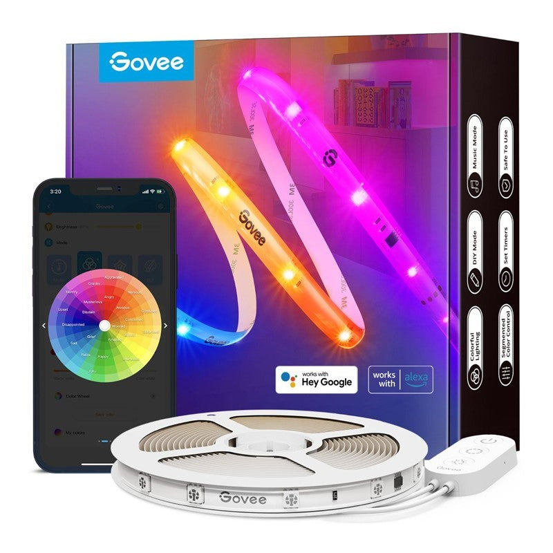 Govee RGBIC Wi-Fi + Bluetooth LED Strip Lights With Protective Coating (5M) - H619A