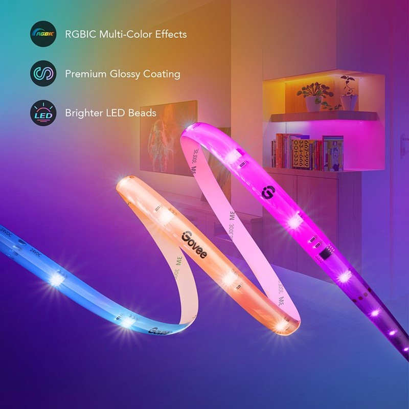 Govee RGBIC Wi-Fi + Bluetooth LED Strip Lights With Protective Coating (5M) - H619A