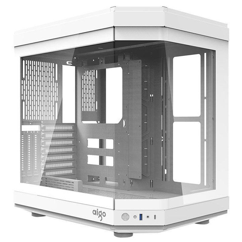 Aigo DarkFlash ARC2 ATX Tempered Glass Mid Tower Gaming Case  - White (Fans Not Included)