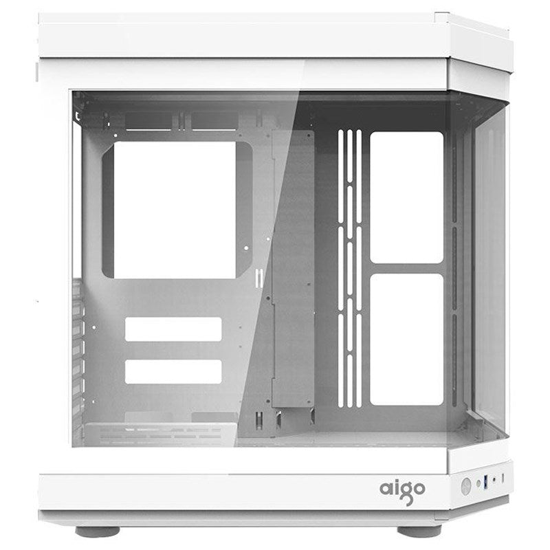 Aigo DarkFlash ARC2 ATX Tempered Glass Mid Tower Gaming Case  - White (Fans Not Included)