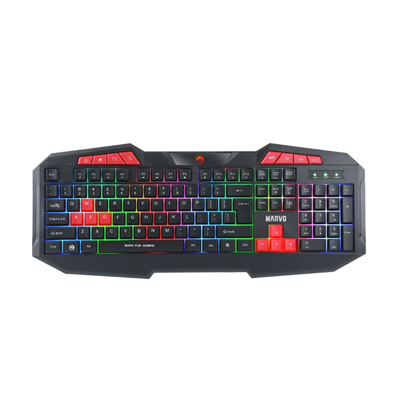 MARVO K602 EN Wired Membrane Rainbow Backlit Gaming Keyboard - Black