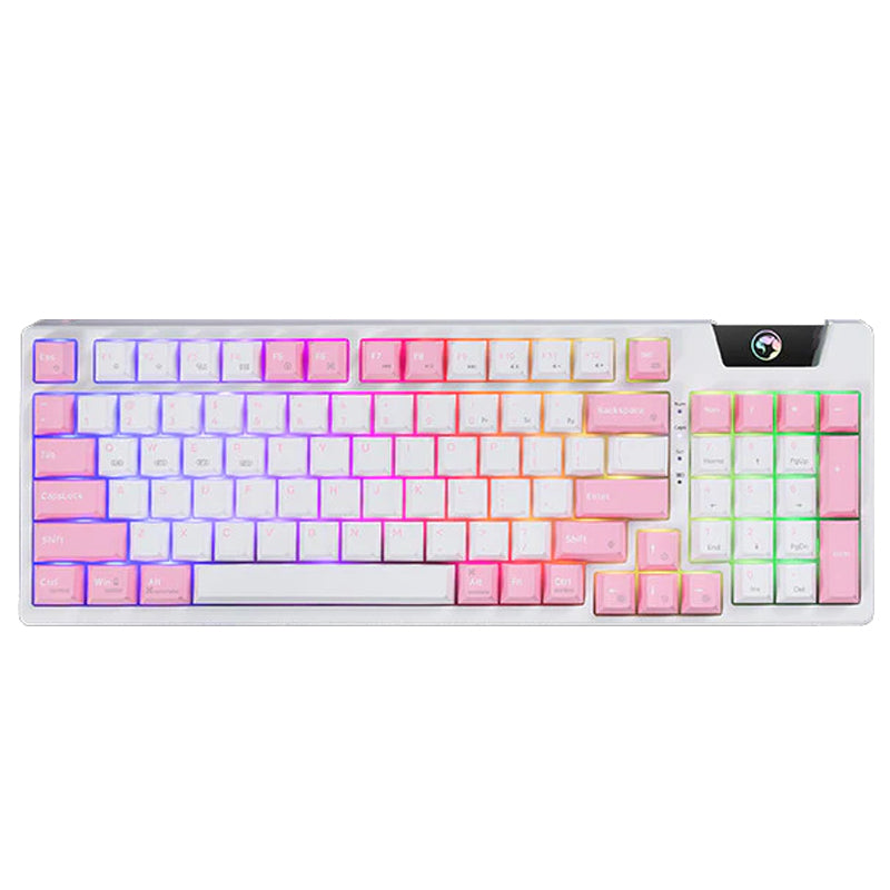 MARVO KG972W EN-BL+WH Wired & Wireless Mode Gasket Mechanical Gaming Keyboard with Detachable USB Type-C Cable - Pink