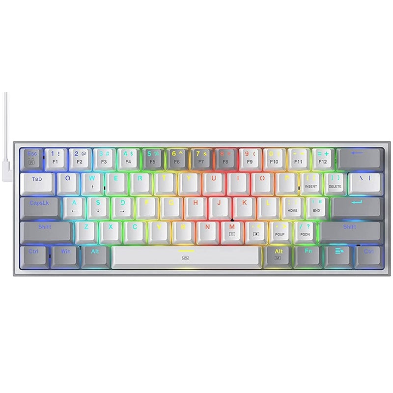 Redragon K617 Fizz 60% Wired RGB Mechanical Gaming Keyboard - White/Grey