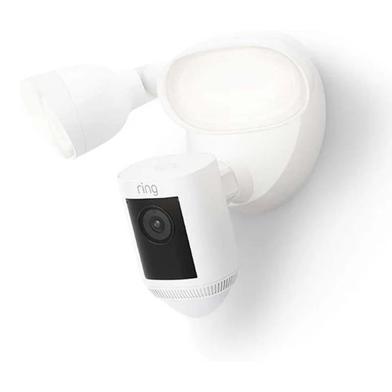 Ring Floodlight Cam Wired Pro | 1080p HDR Video, 3D Motion Detection and Bird's Eye View - White