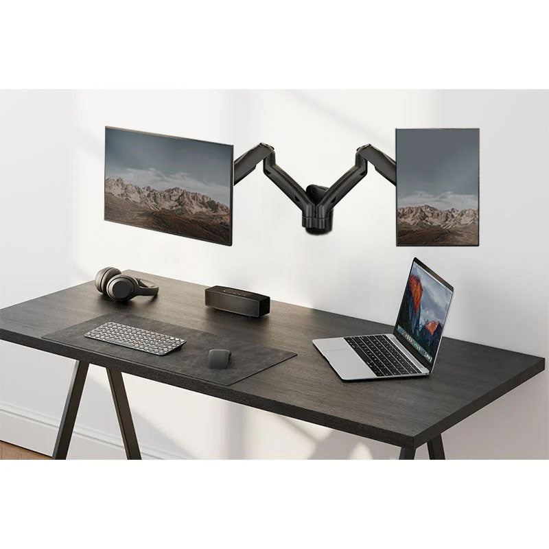 GAMEON GO-5008 Economy Spring-Assisted Wall Mounted Dual Monitor Arm, Stand And Mount For Gaming And Office Use, 17