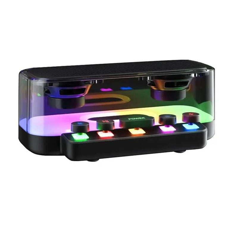 RGB Transparent Lightweight Bluetooth Speaker with Punk Keyboard, 3D Surround Sound and TF/USB/Type-C Interface
