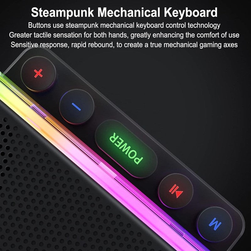 RGB Transparent Lightweight Bluetooth Speaker with Punk Keyboard, 3D Surround Sound and TF/USB/Type-C Interface