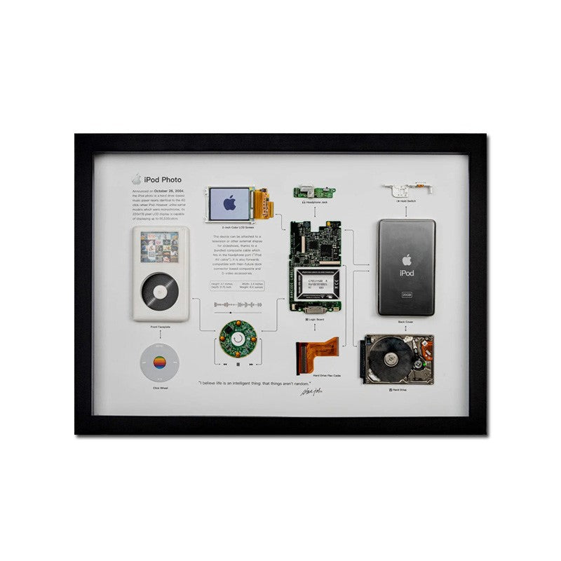 Grid Framed iPod Photo Disassembled (Size: 11.7 x 16.5 in) For Wall Art, Decoration